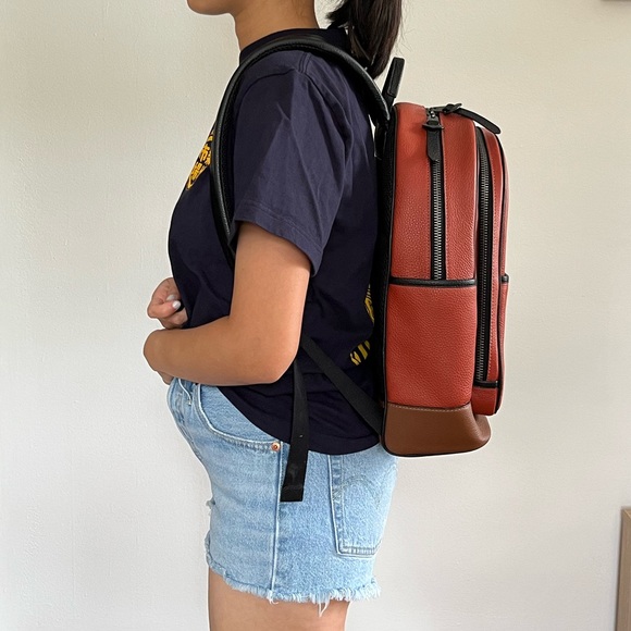 M Coach Thompson Pebbled Leather Backpack - Terracotta/Saddle - Picture 6 of 11